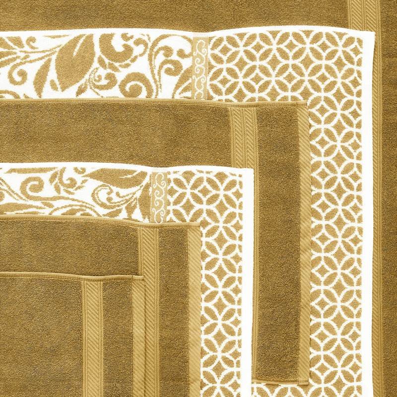 Modern Threads Gold Cotton Jacquard Towel Set - 6 Pieces