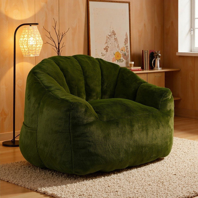 Fauteuil à billes en velours de compression, Vert