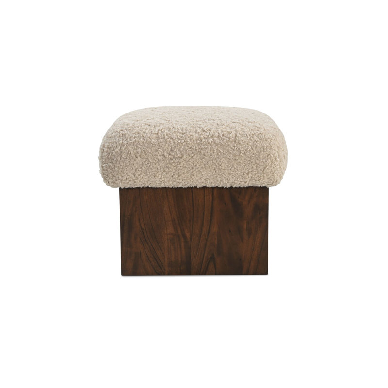 Serge Ottoman Brown Faux Fur, White