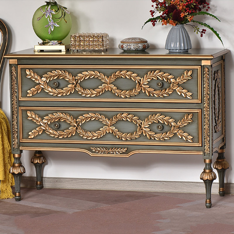 American side cabinet decorative cabinet, Charcoal Gray, Antique Brass