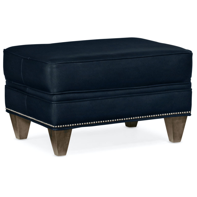 Reddish Ottoman, Gunmetal, Cobblestone, Rio Mineral Genuine Leather