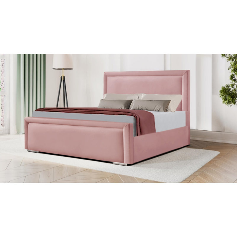 Cihat Upholstered Bed, Double (4'6), Pink