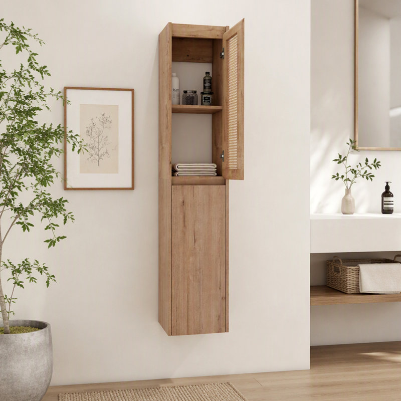 Armoire latérale de salle de bain 12 po, portes à fermeture douce, conception à fixation flottante