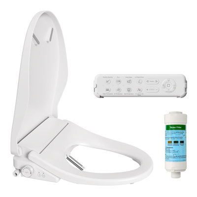 Smart Toilet Seat With Side Knob Advantage - Heated, Self-cleaning Nozzle, Adjustable Water Aspects, Silent Close, Auto Lid, Hygiene Prioritized Assurance Portable Bidet Control Water, Quiet Soft
