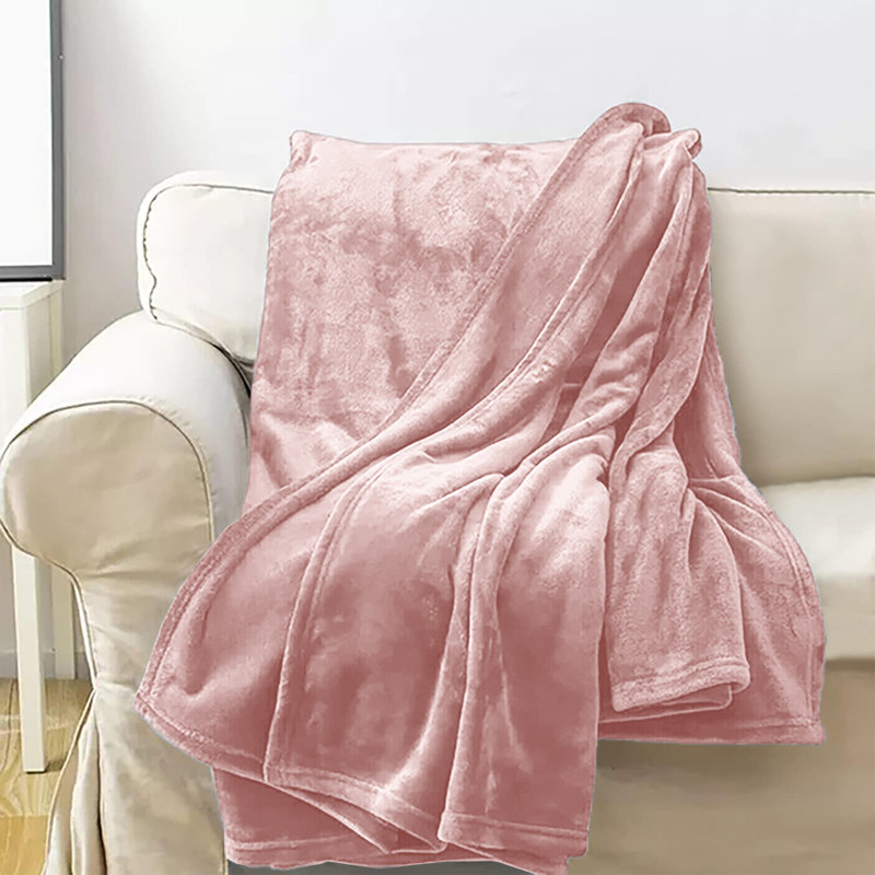 Aspire Homeware Ultra-Soft Hotel Quality Reversible Plain Weave Fleece Throw Blanket, Double (150cm W x 200cm L), Pink