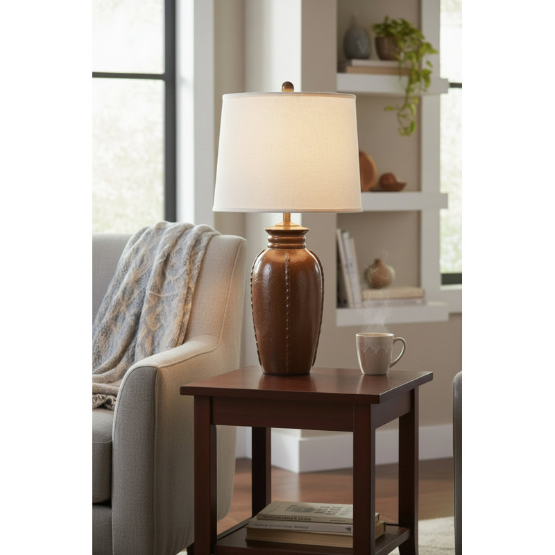 Lampe de table en pot de gingembre vieilli avec col et colonne
