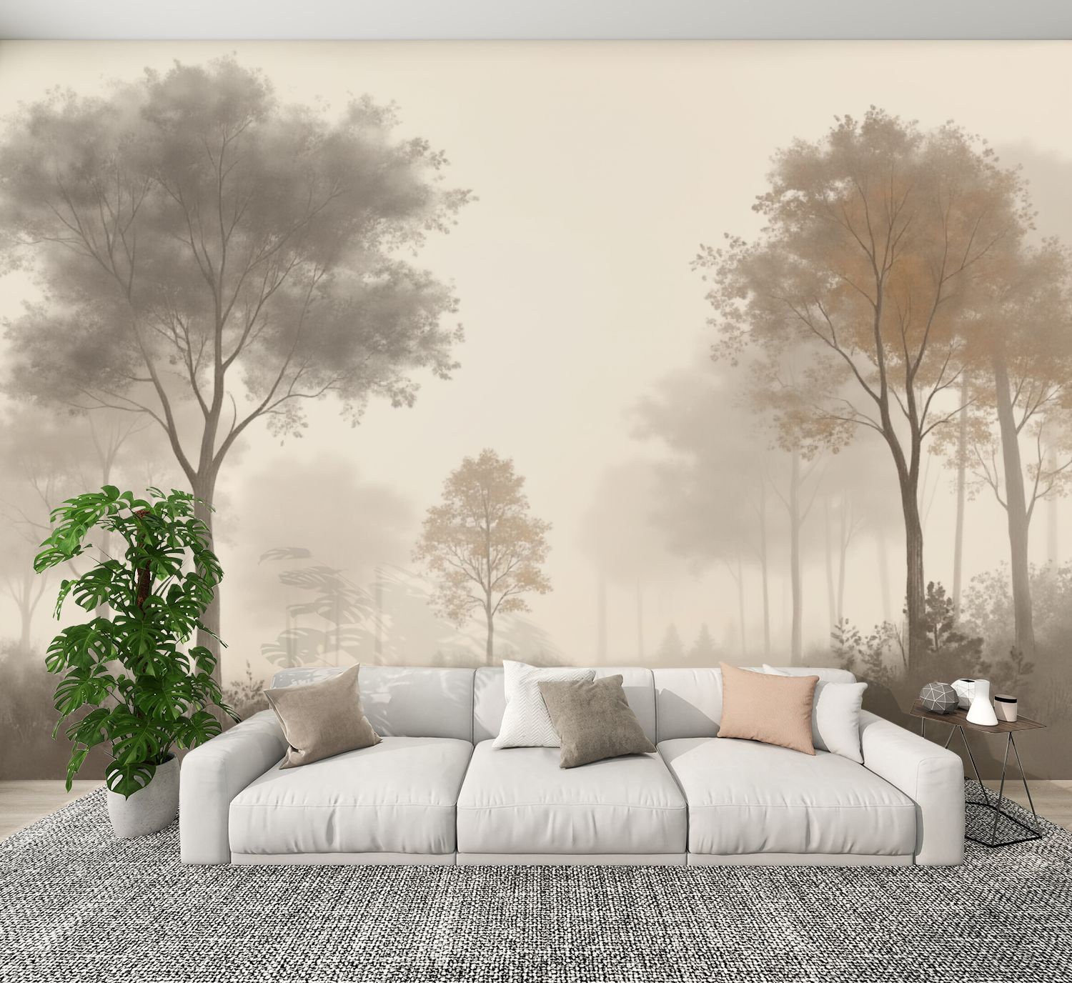 Red Barrel Studio Peel and Stick Wallpaper Misty Forest Landscape Tall ...