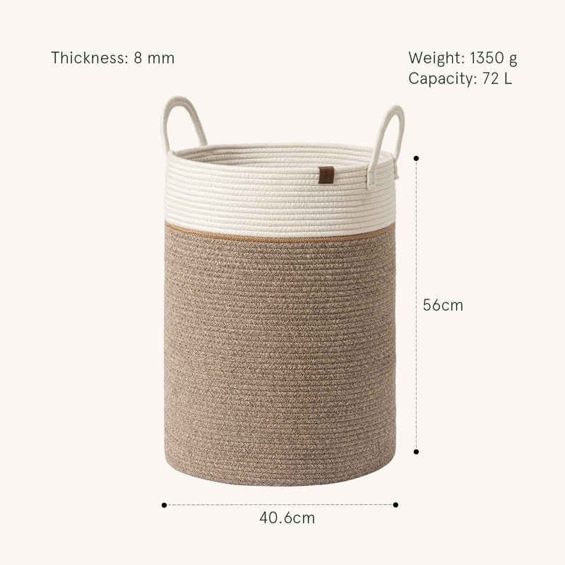 Paniers de rangement en corde tissée - grand organisateur en coton, panier pour couverture de bébé, panier à linge pour chambre d'enfant