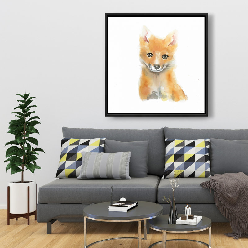 Watercolor baby fox - 36"x36" Framed canvas