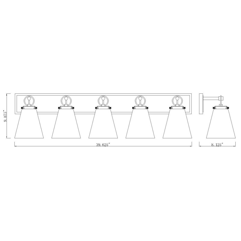 Éclairage de salle de bain à intensité variable 5 lumières Ellesmere, Nickel brossé