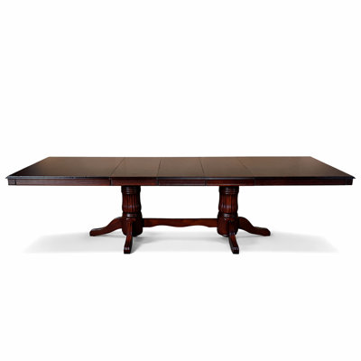 Gianah Traditional 118 Inch Rectangular Extendable Dining Table, Expresso Brown Finish Solid Rubberwood
