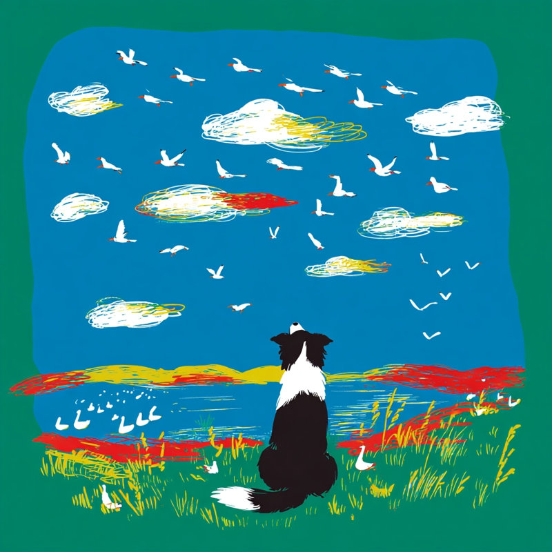 Art mural sur toile Skywatch Border Collie, 30"W x 30"H x 1.5"D