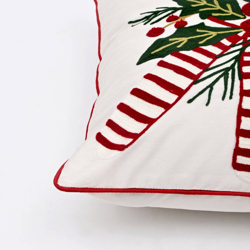 Coussin en polyester dupion brodé, 45 x 45 cm | Multicolore