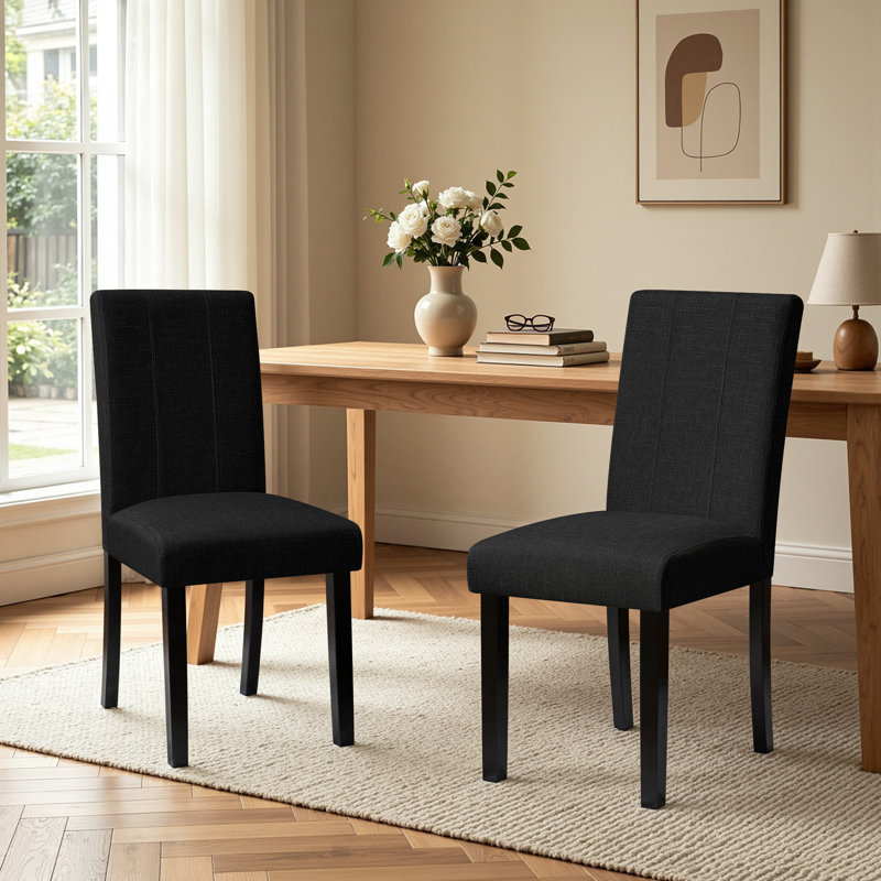 Chaises de salle à manger rembourrées Parsons (ensemble de 2) - Siège en tissu avec pieds en bois massif, chaises d'appoint de cuisine modernes