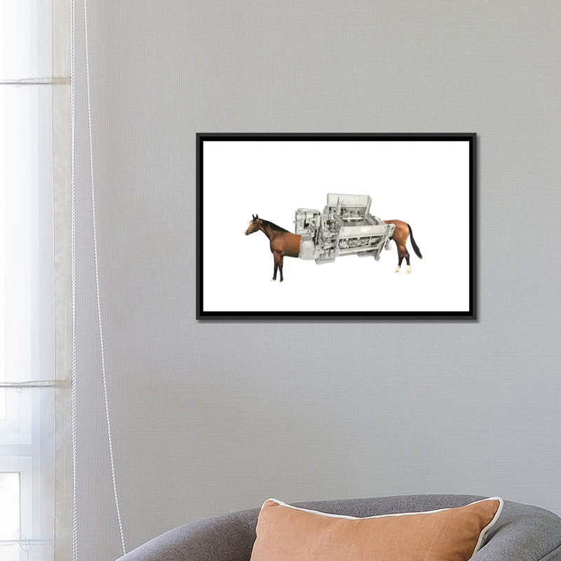 «Horsepower», impression sur toile, H 18 po x l 26 po x P 1,5 po, Papier beaux-arts encadré noir, Pas de tapis