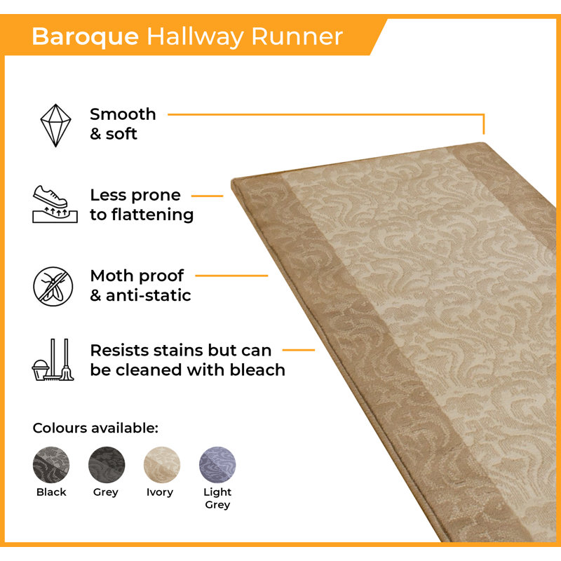 Runner Damask Area Rug, Rectangle 80 x 150 cm
