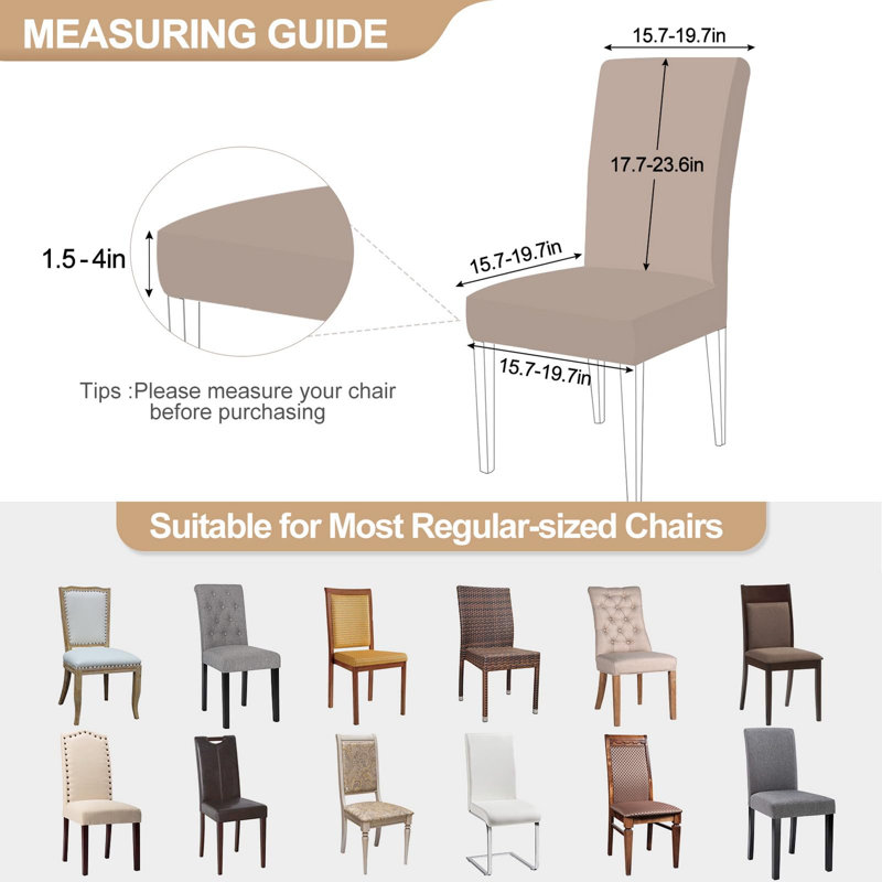 Housse de protection extensible pour chaise de salle à manger courte et lavable, housse de chaise en tissu Spandex, ensemble de 6