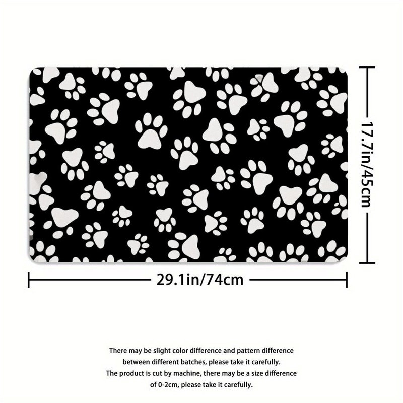 Ensemble de 3 tapis de salle de bain à motif de pattes noir et blanc