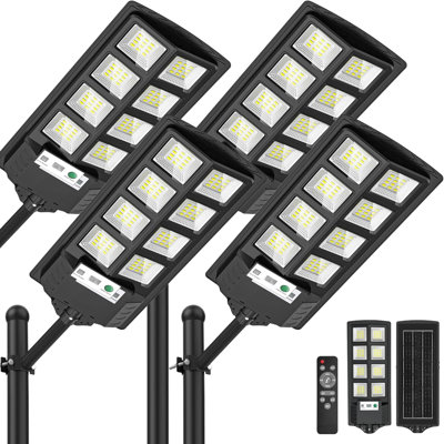 Solar Security Lights 4-Pack, 6000K Super Bright LED Motion Sensor Flood Lights, Waterproof Outdoor Solar Street Lights With Remote Control, Dusk To Dawn For Yard, Patio, Pathway