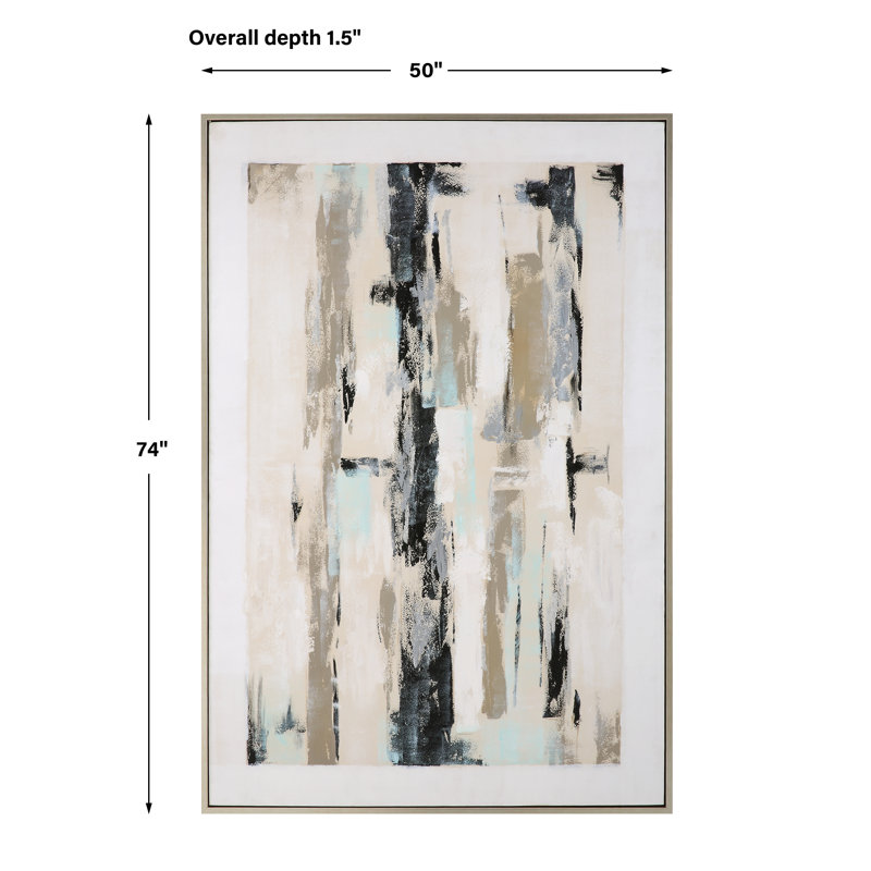 Placidity Neutral Abstract Canvas Art with Silver Frame