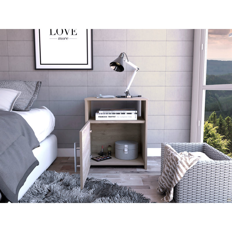 Nightstand Cuarzz, One Cabinet, Light Gray