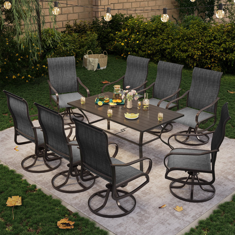 8-Person Patio Dining Sets, Dark Gray