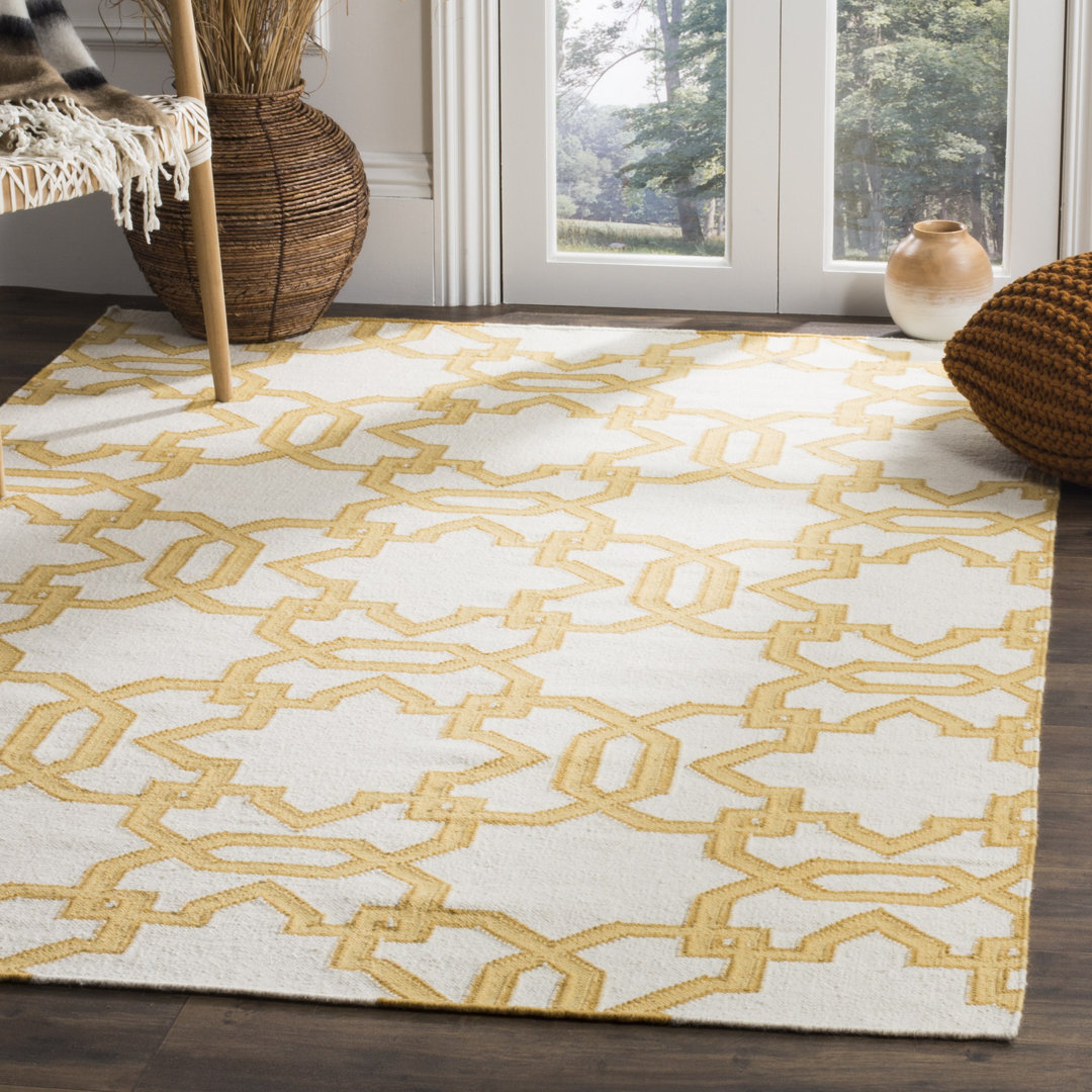 Rodgers Hand Woven Flat Weave Wool Geometric Rug Ebern Designs Rug 