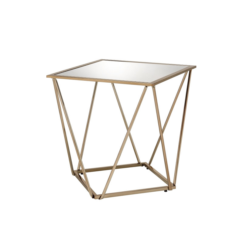 Square End Table With Metal Base
