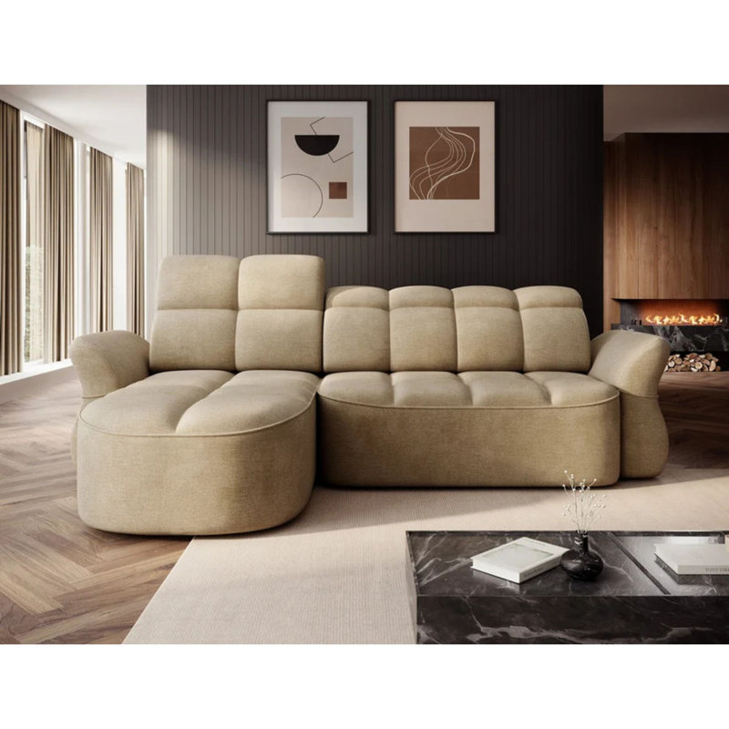 Canapé-lit méridienne Beneth avec rangement - Beige/Taupe, Beige/Taupe, Left facing