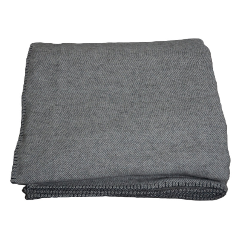 Couverture de qualité supérieure 80% alpaga et 20% laine d'agneau à chevrons, Complet/Double, Gris