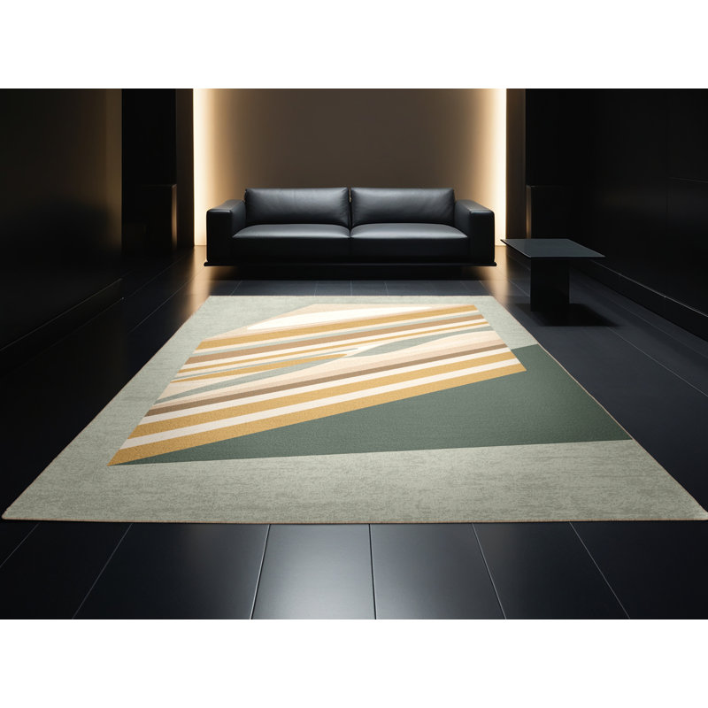 Machine Washable Tomohon Cake Slice Modern Striped Rug in Beige – Beige Binding, 2x5