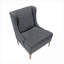 Fauteuil à oreilles avec accoudoirs de salon en chenille gris froid avec pieds en métal doré-887334996