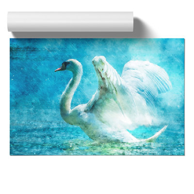 White Swan Painting - Frameless Print
