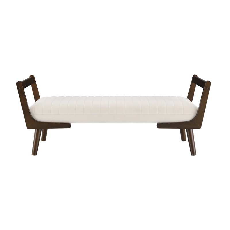 Banc de 52 po Mid-Century avec pieds en bois de noyer