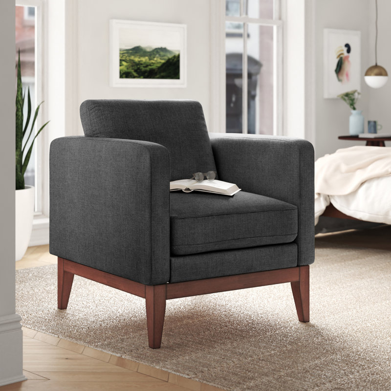 Londell Upholstered Armchair, Heathered Dark Gray Linen