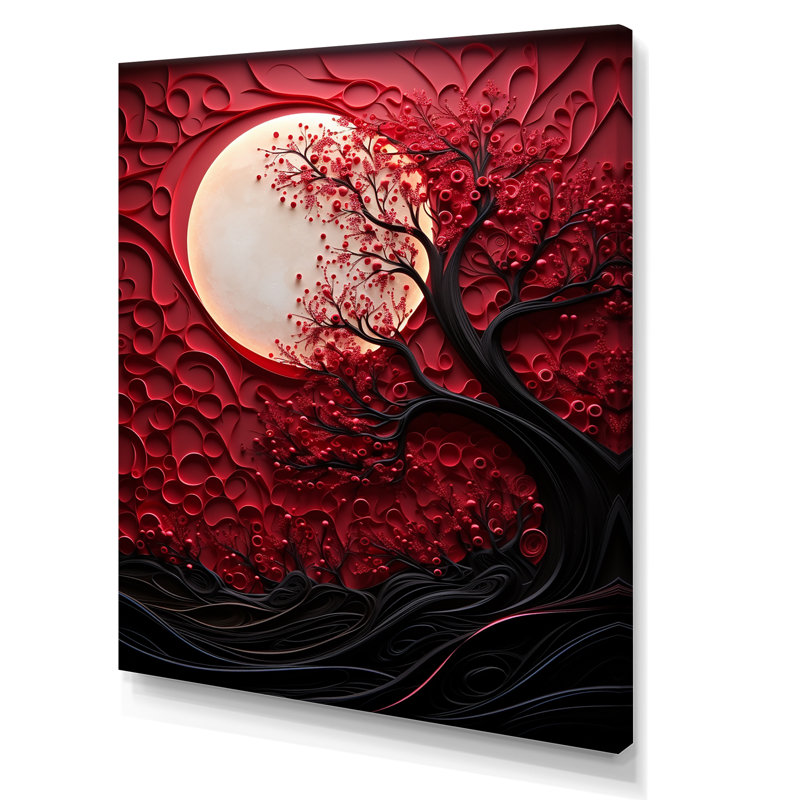 Red Moon Ruby Radiance - impressions sur toile de lune, Toile tendue, H 32 po x l 24 po x P 1 po