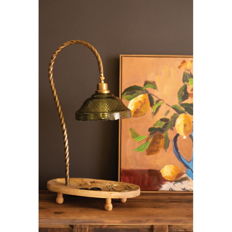 Lampe sculpturale décorative avec globe en verre teinté Kalalou - H 25 po