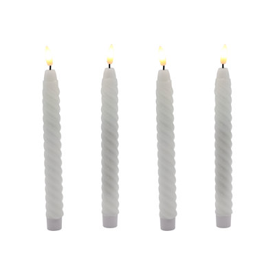 Bougies à cire torsadée à piles avec flamme de mèche 3D - 4 unités