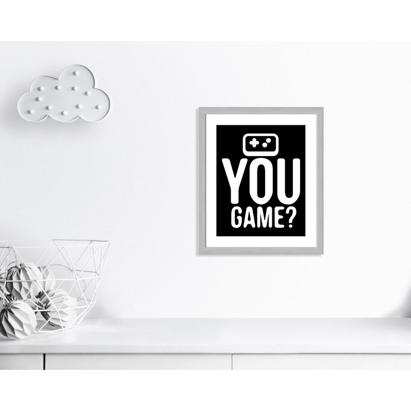 «You Game inversée», art encadré, H 26,5 po x l 22,5 po x P 0,63 po, Encadré plat argent