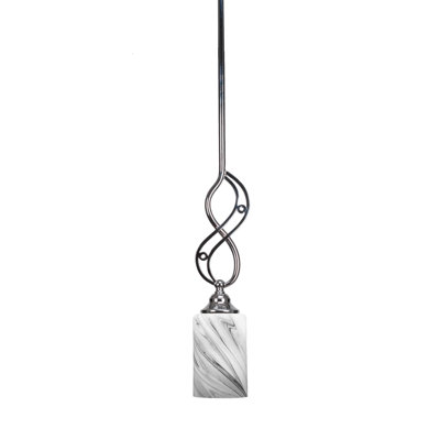 Mini-luminaire suspendu à tige Jazz illustré en finition chromée avec verre de 4 po