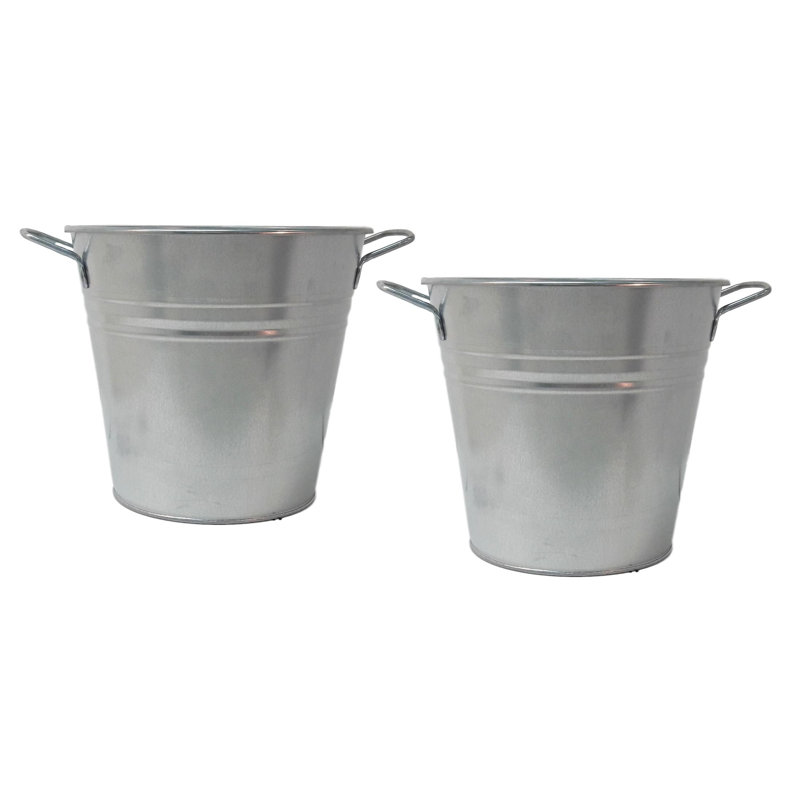 Maynard Metal Pot Planter, Apple Green/Tangerine