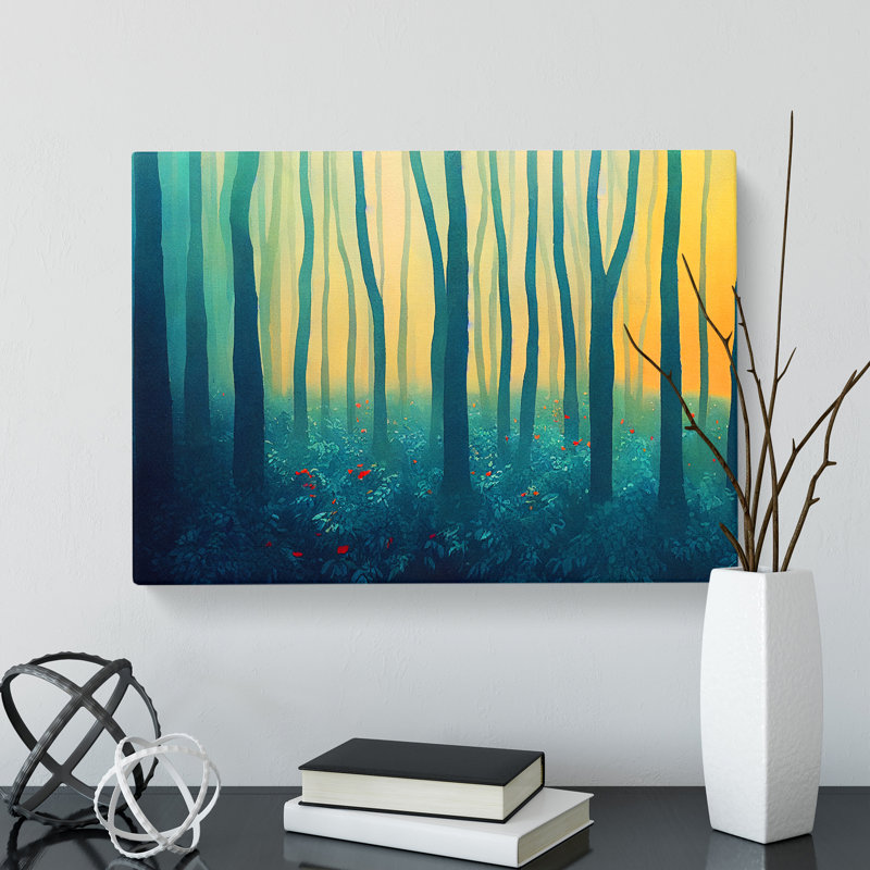 Tranquil Colourful Forest - Wrapped Canvas, 35cm H x 50cm W x 3cm D