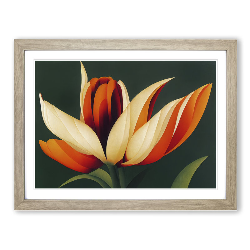 Bright Flower - Single Picture Frame Print, 34cm H x 46cm W x 2cm D, Oak Framed