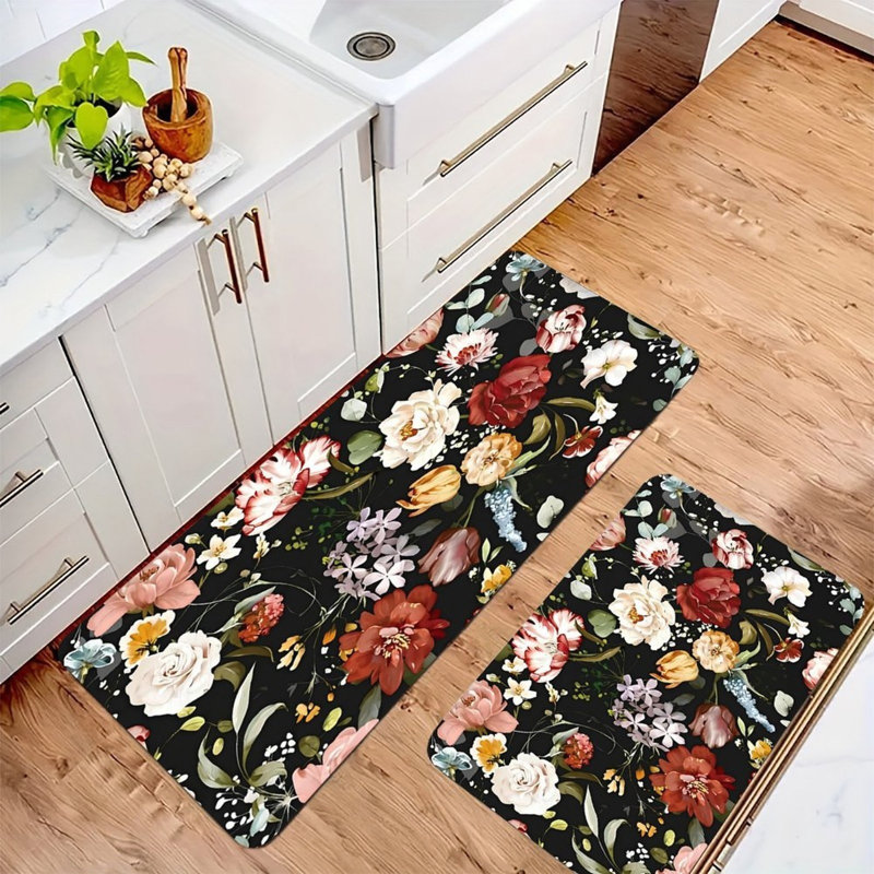Ensemble de 2 tapis de cuisine colorés antidérapants