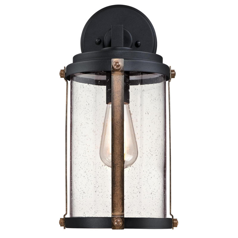 Textured Black Seeded Outdoor Wall Lantern, Textured Black