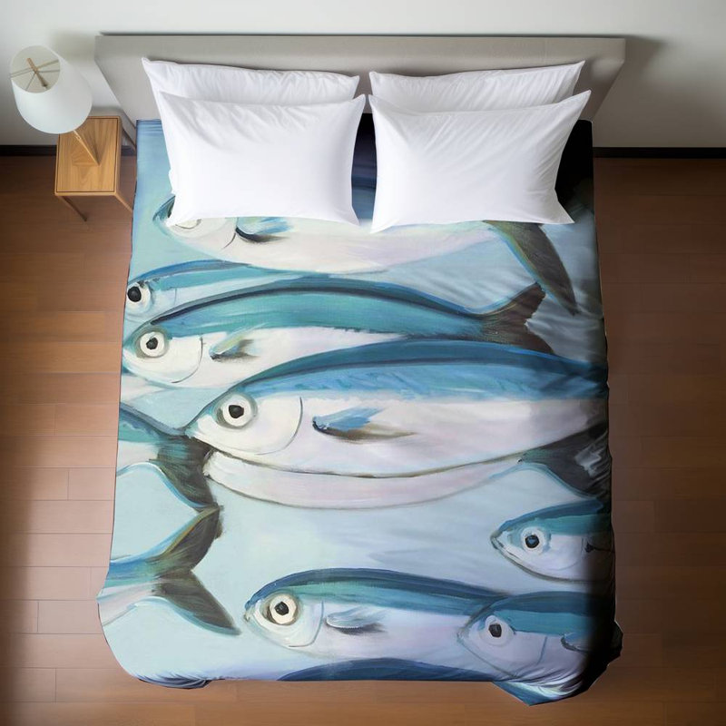 Blue Bathroom Animals Duvet Cover - Small Fish Caesio Caerulaurea