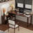 Dark-walnut L-Shaped Solid Wood desk-127544646-127544650