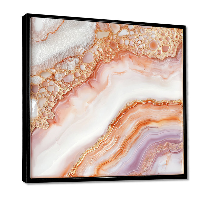 Art orangé orangé orange et agate harmonique III - pierre géode, H 30 po x l 30 po, Noir