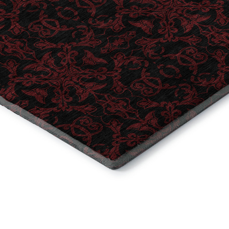 Premium Machine Washable Prisco Red Rug, Round 8'