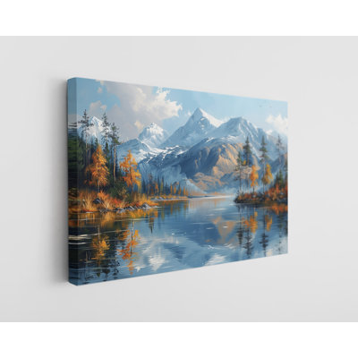 Reproduction d'art, peinture à l'huile d'un lac avec montagnes enneigées, décoration murale moderne pour la maison et le bureau